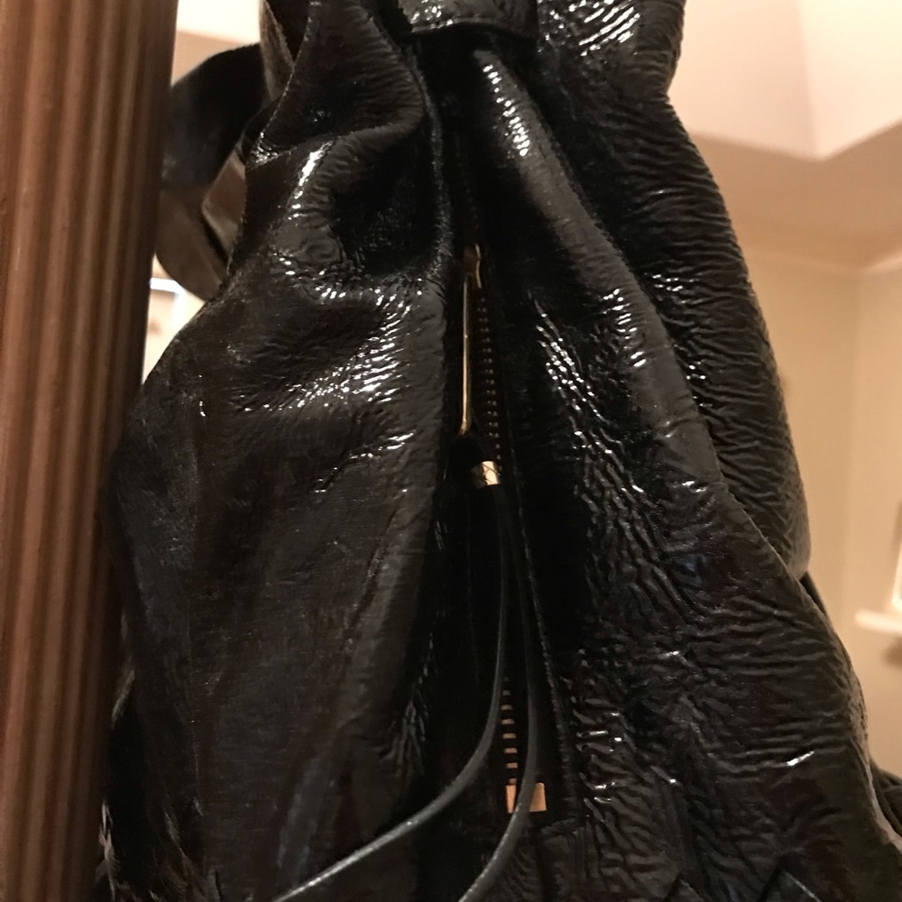 Elliot Luca patent leather draw string bag